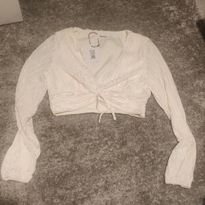 Stylish Vneck Long Sleeve Crop Top